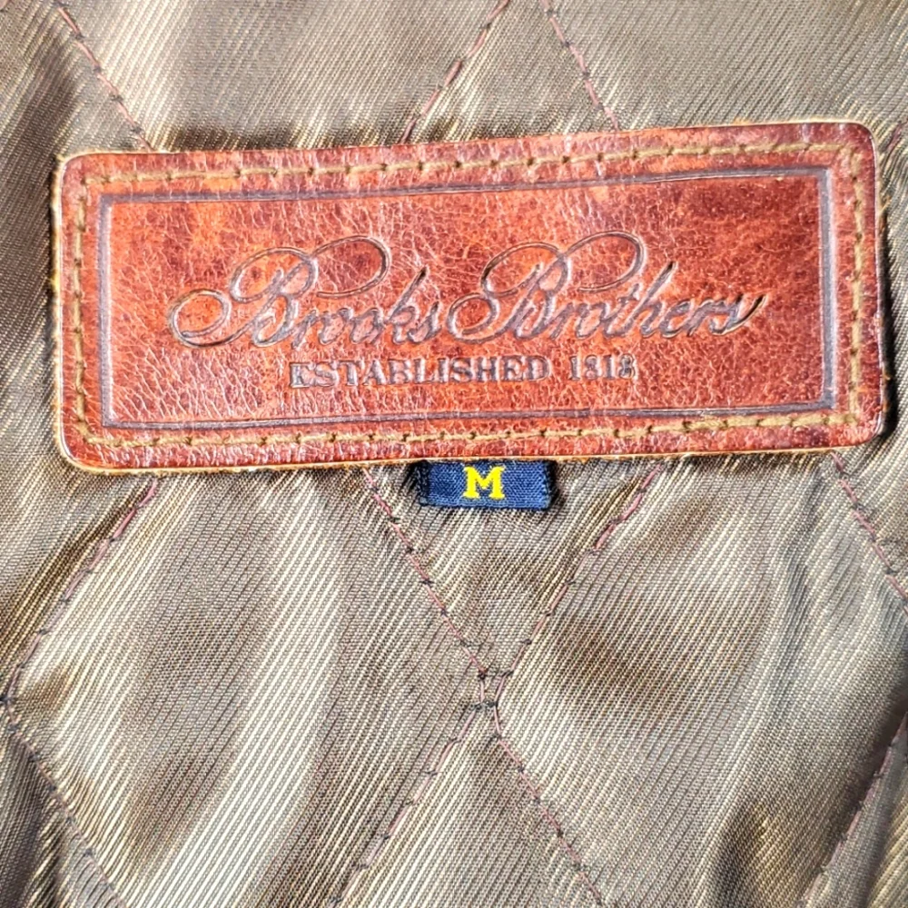 Brooks Brothers Lambskin Leather Bomber Jacket Brown Mens L XL EUC